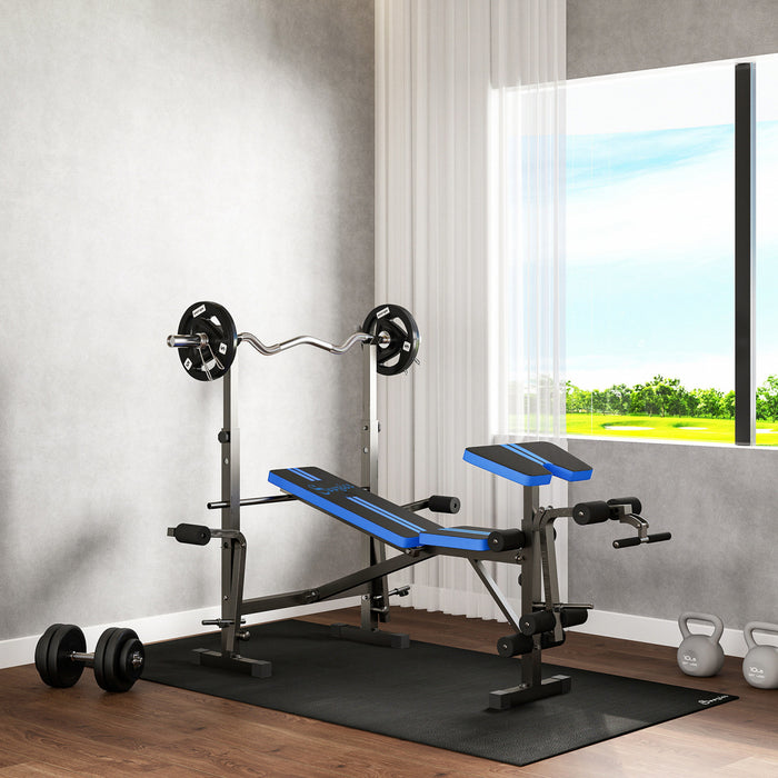 Soozier Banc de Musculation Reglable avec Extension de Jambes, Banc Home Gym, Bleu