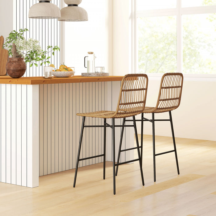 HOMCOM Lot de 2 tabourets de bar a hauteur de comptoir avec dossier, marron