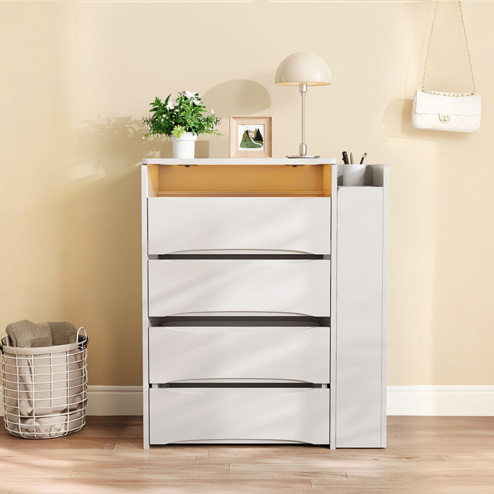 Sophia Ensemble de coiffeuse 3-en-1 avec miroir rabattable, lumieres LED et rangement, Blanc