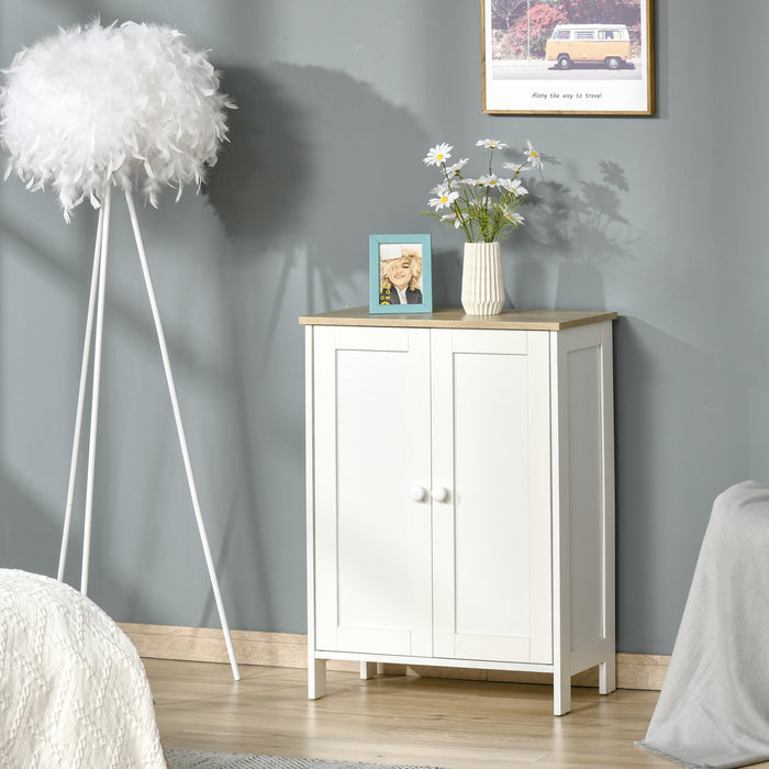 HOMCOM Armoire de rangement avec 2 portes, 2 etageres reglables pour salon