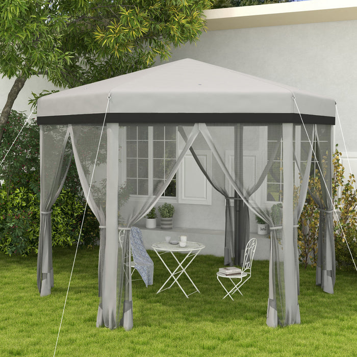 Outsunny Auvent De 12x12', Tente Gazebo Avec Filet, Sac De Transport, Gris