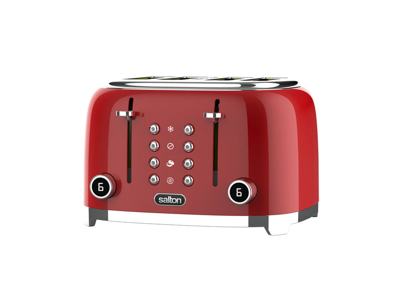 Salton grille pain numeriques NuRetro 4 tranches - cerise cosmique