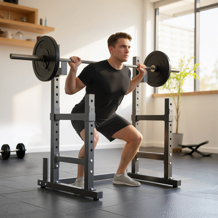 Soozier Support a squat reglable, support multifonction pour halteres, noir
