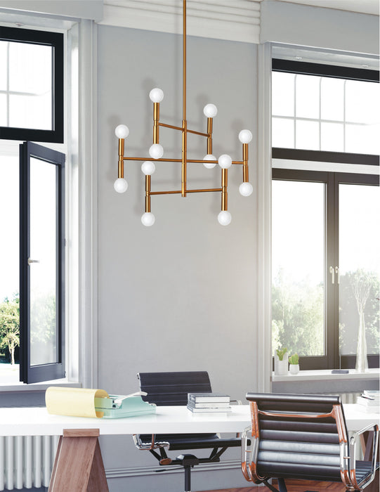 Petit lustre Ava de Dainolite avec fini bronze rétro et 12 ampoules