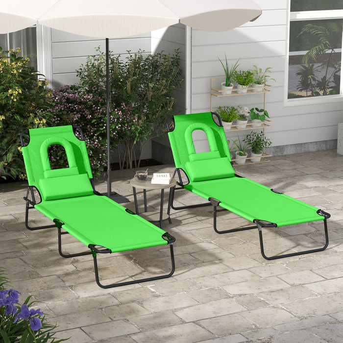 Outsunny 2pcs Chaise Longue Reglable, Chaise Longue Pliante Pour Le Jardin