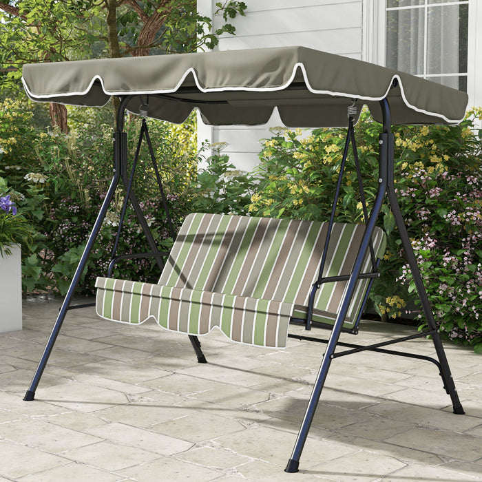 Outsunny Balancoire De Patio 3 Places Avec Auvent Reglable, Vert
