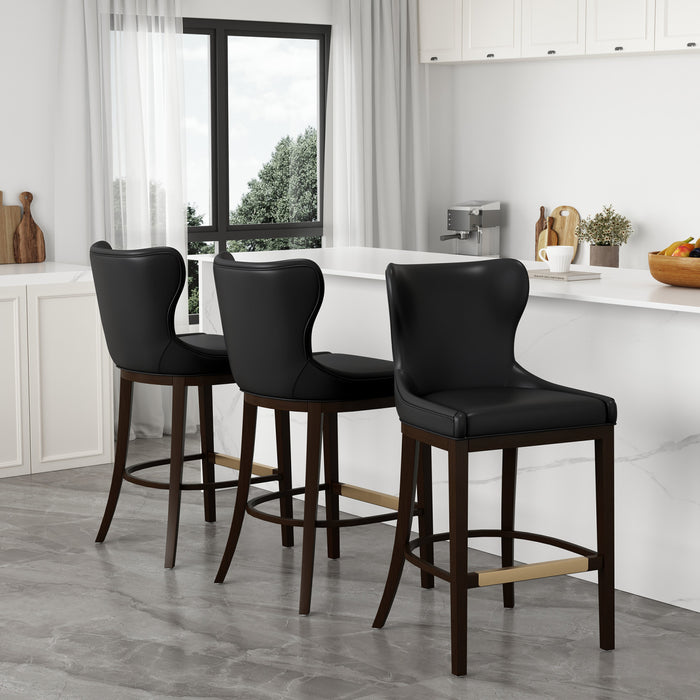Tabouret de bar Blair moderne en bois avec assise rembourree, noir – Lot de 3