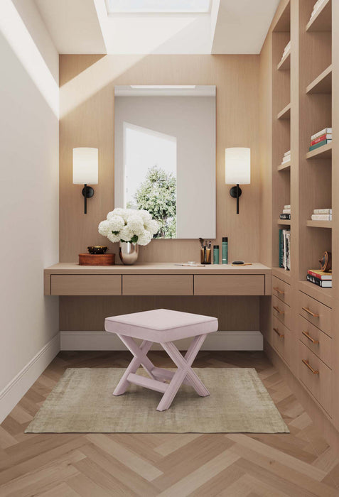 Banc d’appoint Abigail style milieu du siecle moderne en velours rose