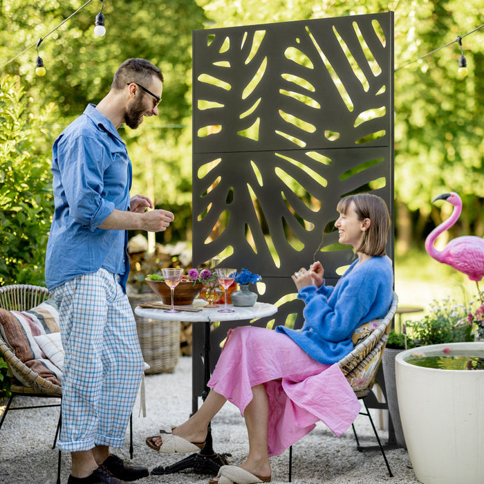 Outsunny Ecran De Confidentialite Exterieur En Metal Pour Jardin, Noir