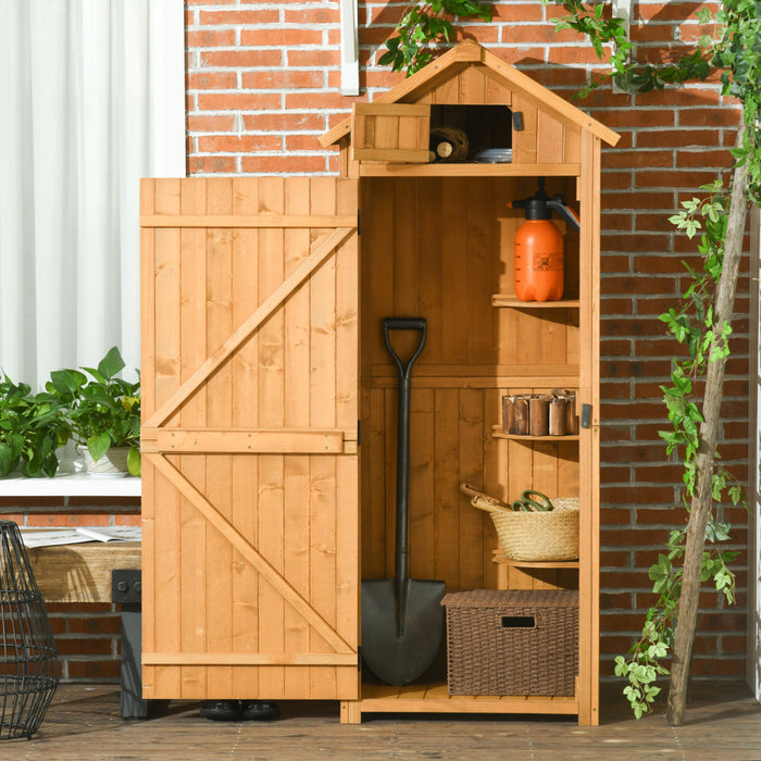 Outsunny Abri De Jardin 30\"x21\"x71\", Abri De Jardin Avec Etageres, Marron