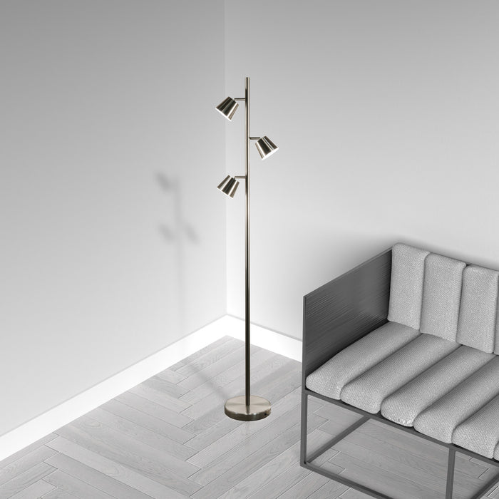 Lampe à pied Modern de Dainolite avec fini chromé satiné et 3 ampoules à DEL