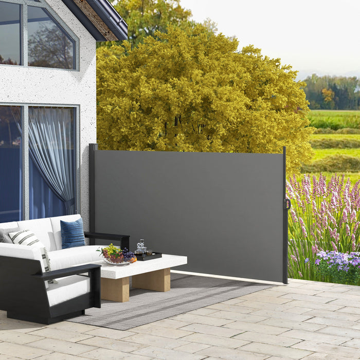 Outsunny 118\"x63\" Auvent Lateral Retractable Ecran D'intimite Pliable, Gris
