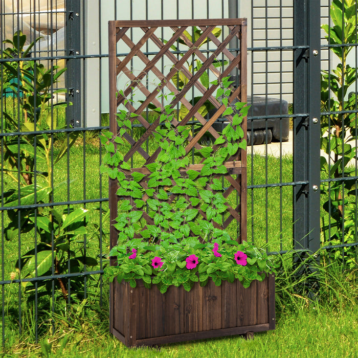 Outsunny 2,4 X 4 X 4,9 Jardiniere En Bois De Pin Avec Treillis