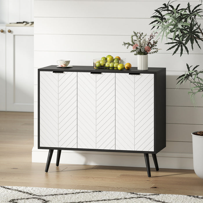 HOMCOM Armoire de rangement buffet armoire d'appoint etageres reglables