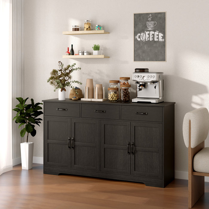 HOMCOM Buffet, meuble de bar a cafe avec tiroirs, noir vieilli
