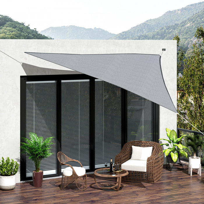 Outsunny Triangle 10' Auvent Soleil Voile Ombre Pour Jardin Couverture De Protection Abri Pour Patio Exterieur Avec Sac De Transport Uv Gris