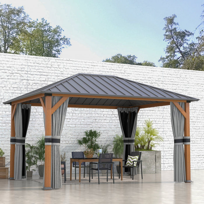 Outsunny Auvent De Belvedere Exterieur A Toit Rigide De 13 Pi X 10 Pi