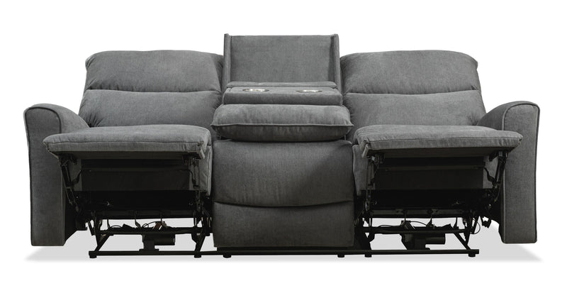 Sofa à inclinaison électrique Quest de 82,5 po en tissu de chenille- gris