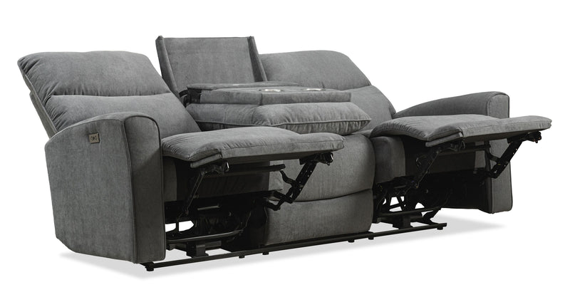 Sofa à inclinaison électrique Quest de 82,5 po en tissu de chenille- gris