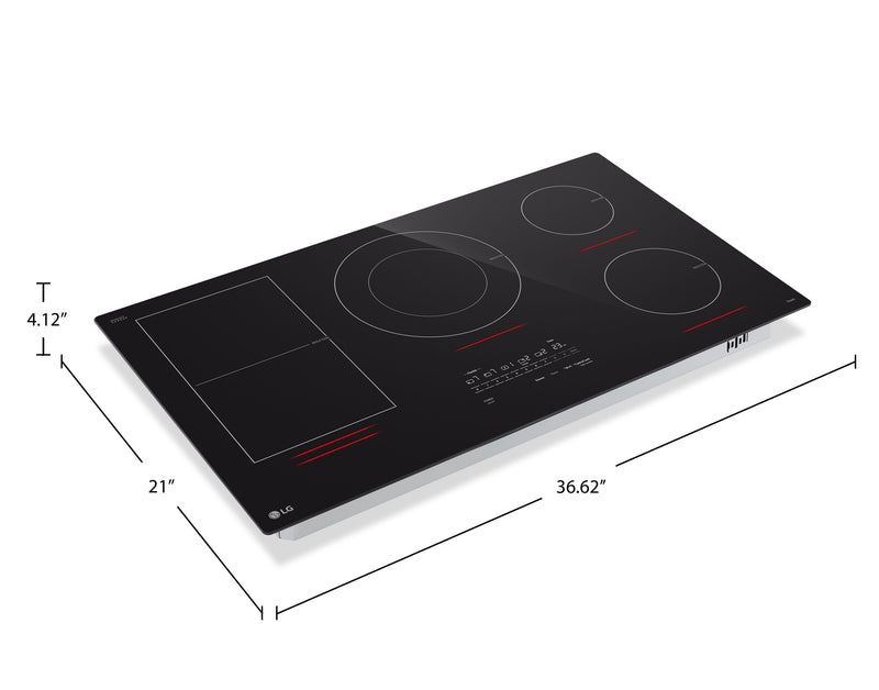 Surface de cuisson intelligente à induction LG de 36 po avec élément UltraHeatMC de 5,0 kW - noire - CBIH3617BE