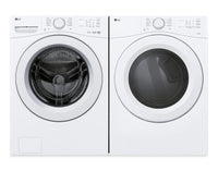  Laveuse à chargement frontal à très grande capacité de 4,5 pi3 et sécheuse électrique de 7,4 pi3 avec AI Sensor DryMD de LG - blanches