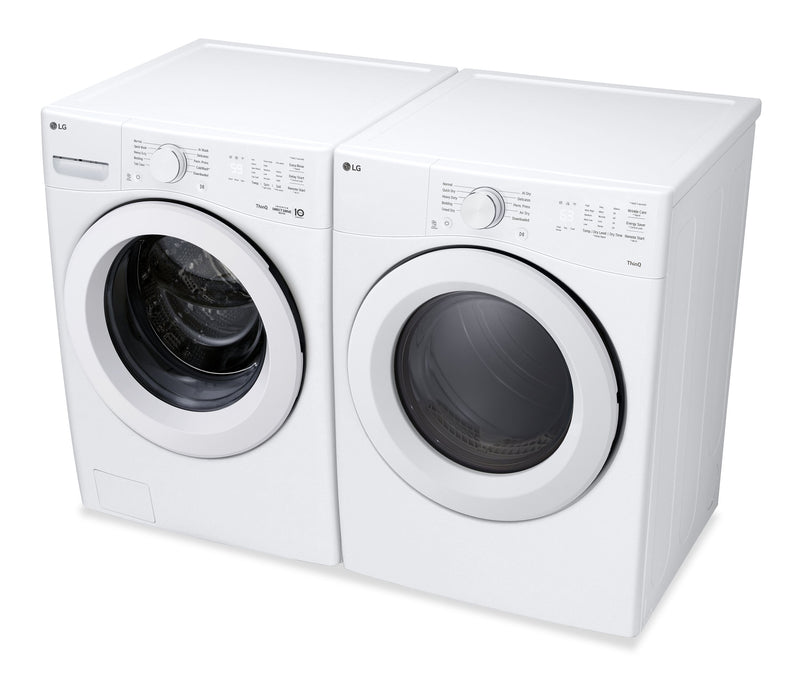 Laveuse à chargement frontal à très grande capacité de 4,5 pi3 et sécheuse électrique de 7,4 pi3 avec AI Sensor DryMD de LG - blanches