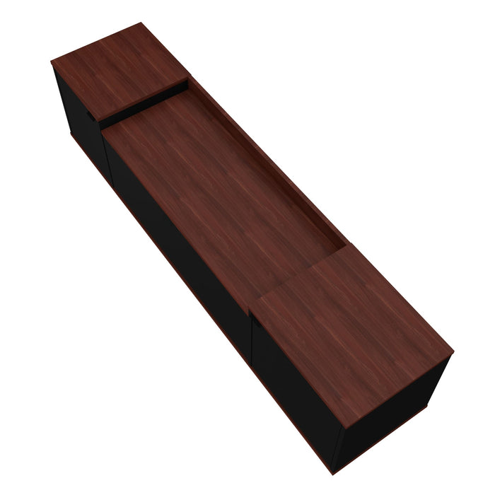 Meuble pour téléviseur Mosholu de Manhattan Comfort de 66,93 po avec 3 tablettes - noir et brun noix