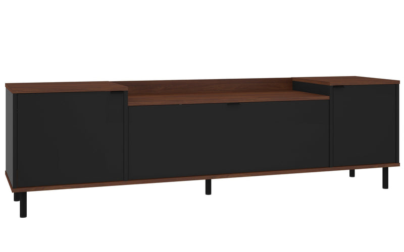 Meuble pour téléviseur Mosholu de Manhattan Comfort de 66,93 po avec 3 tablettes - noir et brun noix