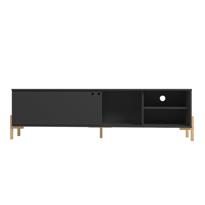 Meuble pour téléviseur Bowery de Manhattan Comfort de 72,83 po avec 4 tablettes - chêne noir