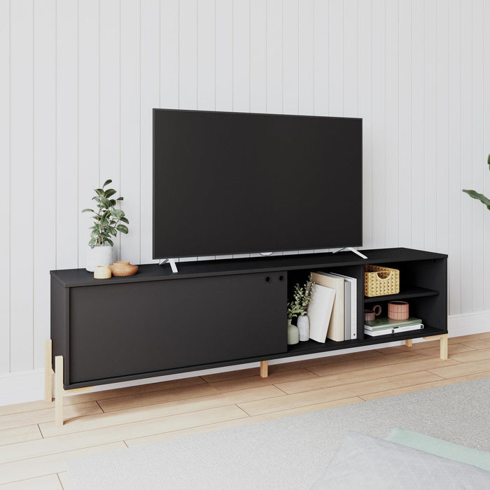 Meuble pour téléviseur Bowery de Manhattan Comfort de 72,83 po avec 4 tablettes - chêne noir