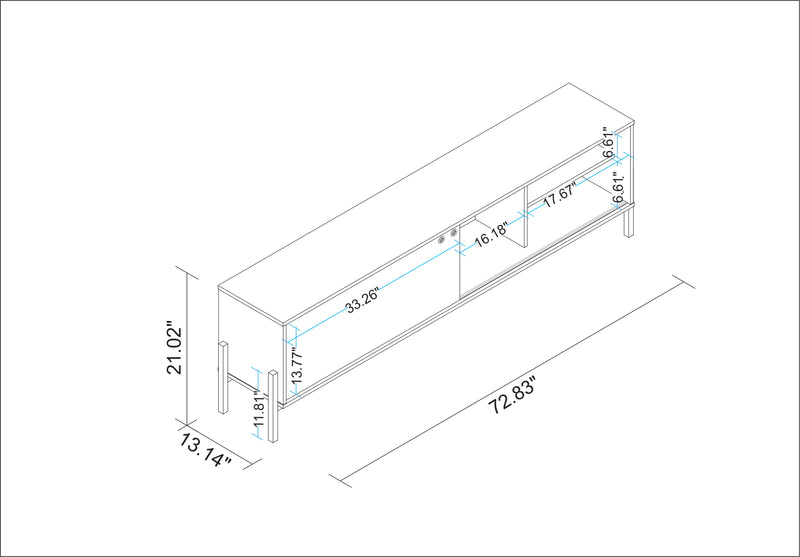 Meuble pour téléviseur Bowery de Manhattan Comfort de 72,83 po avec 4 tablettes - chêne noir