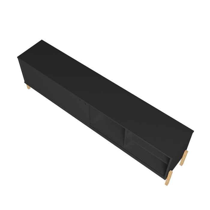 Meuble pour téléviseur Bowery de Manhattan Comfort de 72,83 po avec 4 tablettes - noir et chêne