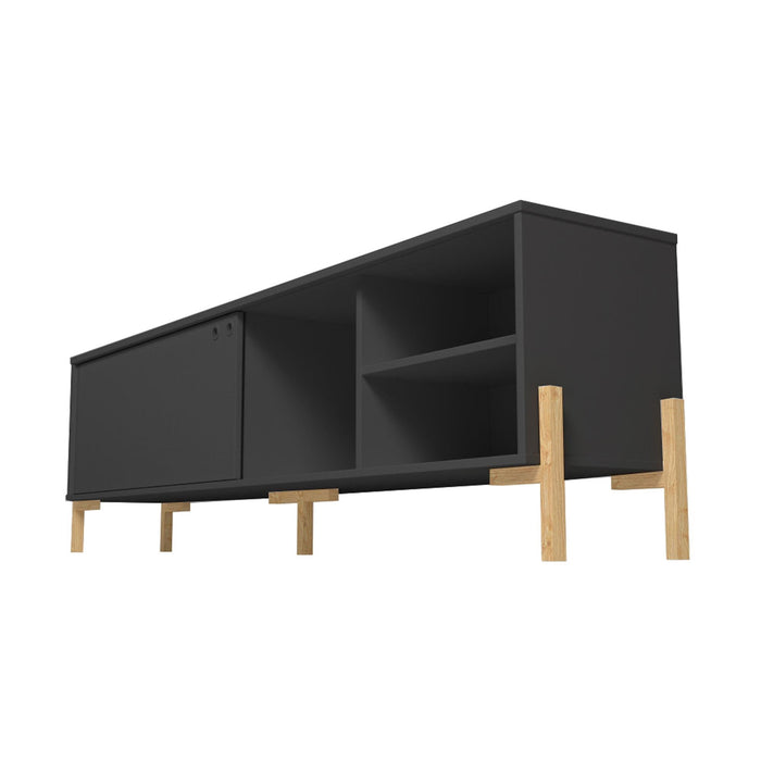 Meuble pour téléviseur Bowery de Manhattan Comfort de 72,83 po avec 4 tablettes - chêne noir