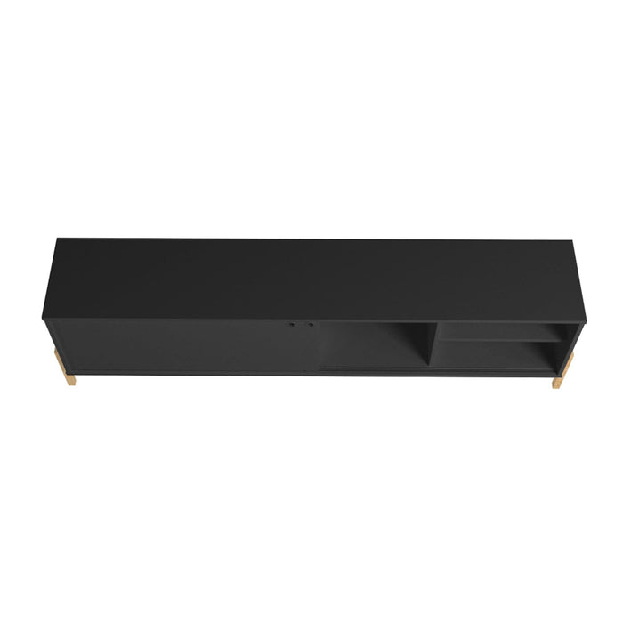 Meuble pour téléviseur Bowery de Manhattan Comfort de 72,83 po avec 4 tablettes - chêne noir
