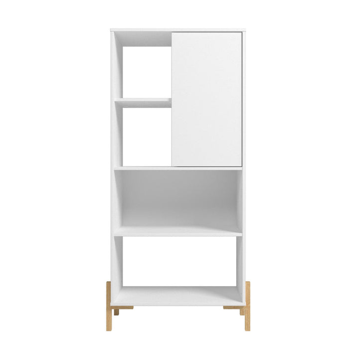 Bibliothèque Bowery de Manhattan Comfort avec 5 tablettes - blanc et chêne