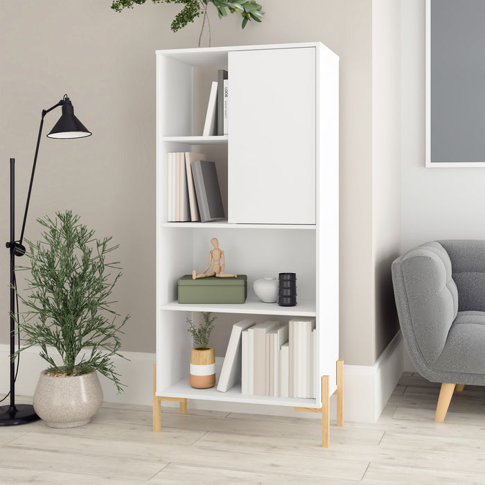 Bibliothèque Bowery de Manhattan Comfort avec 5 tablettes - blanc et chêne