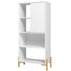 Bibliothèque Bowery de Manhattan Comfort avec 5 tablettes - blanc et chêne