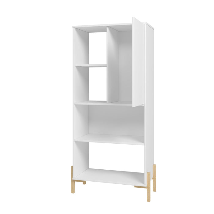 Bibliothèque Bowery de Manhattan Comfort avec 5 tablettes - blanc et chêne