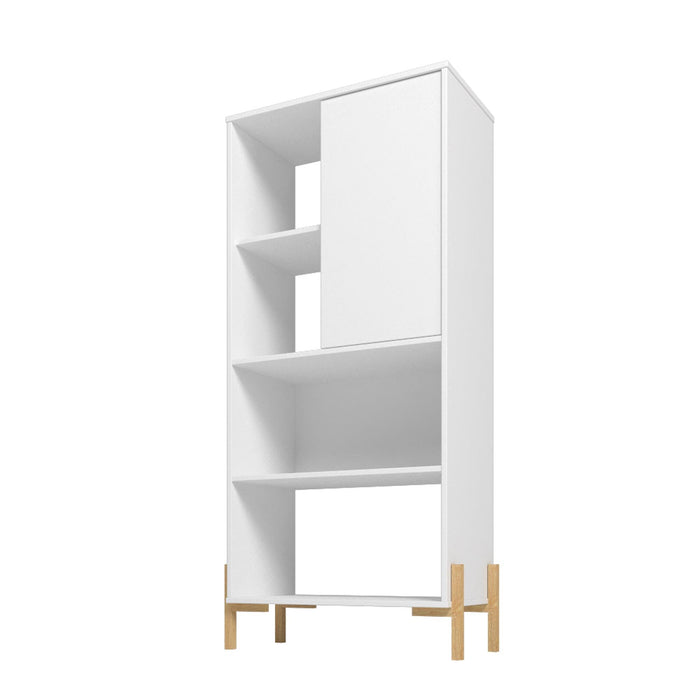 Bibliothèque Bowery de Manhattan Comfort avec 5 tablettes - blanc et chêne