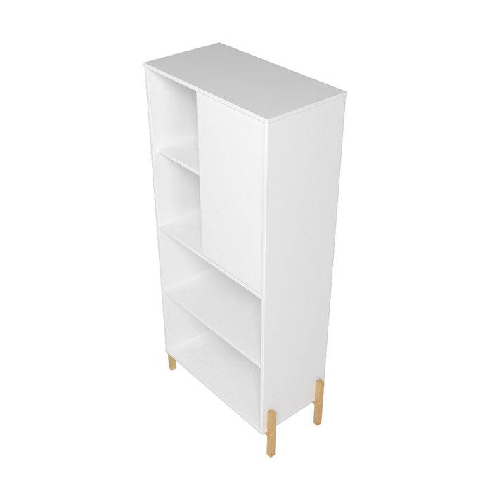 Bibliothèque Bowery de Manhattan Comfort avec 5 tablettes - blanc et chêne