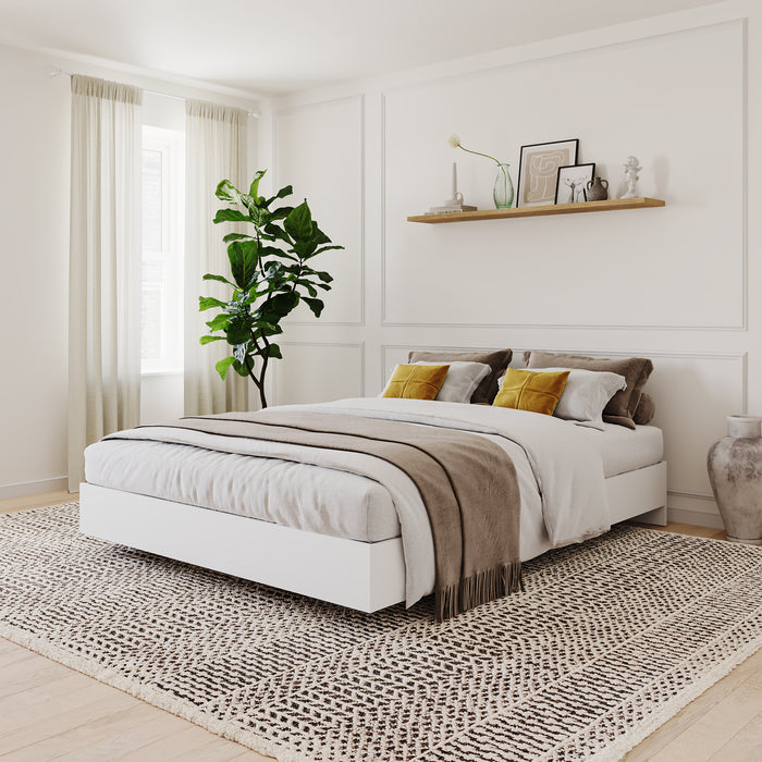 Lit plateforme double Nordika - blanc