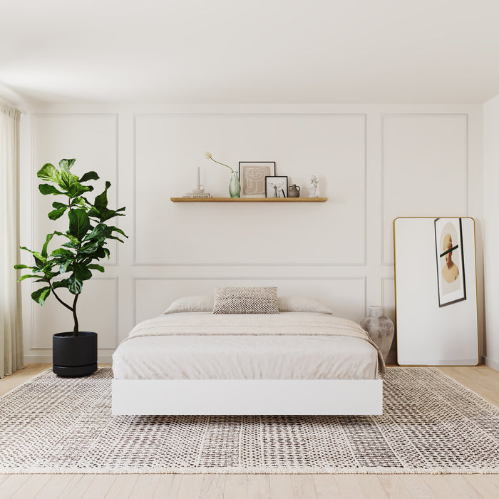 Lit plateforme double Nordika - blanc