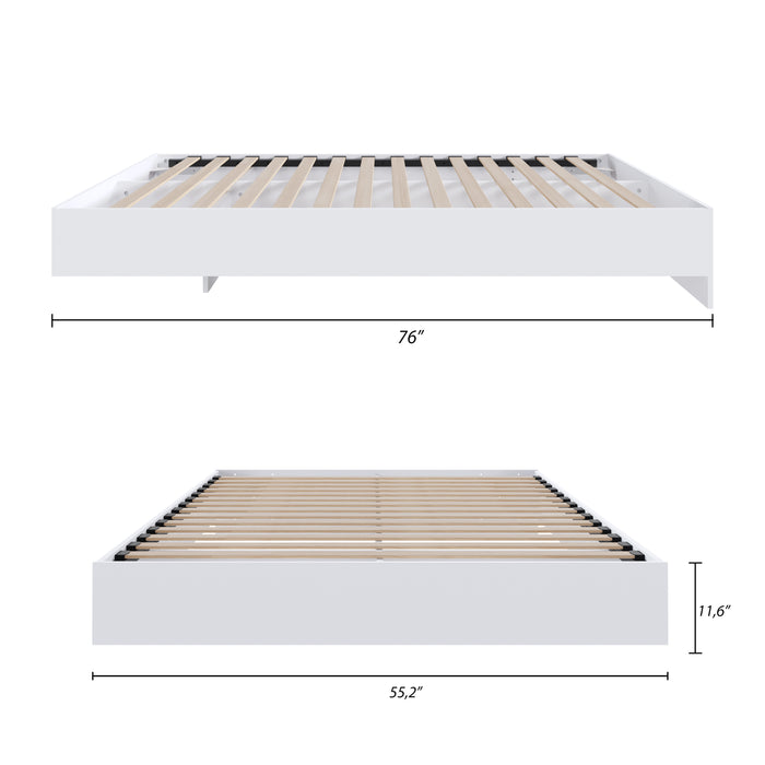 Lit plateforme double Nordika - blanc