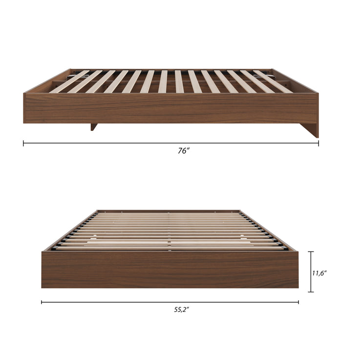 Lit double plateforme Nordika - noyer