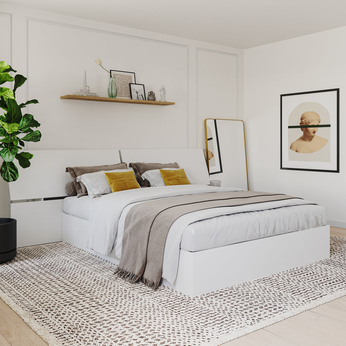 Tête de lit à panneaux panoramiques Nordika pour grand lit - blanche