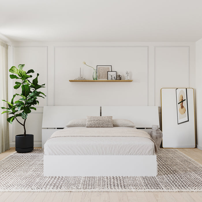 Tête de lit à panneaux panoramiques Nordika pour grand lit - blanche