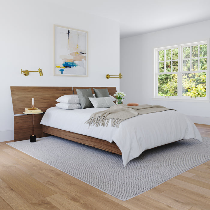 Tête de lit à panneaux panoramiques Nordika pour grand lit - noyer