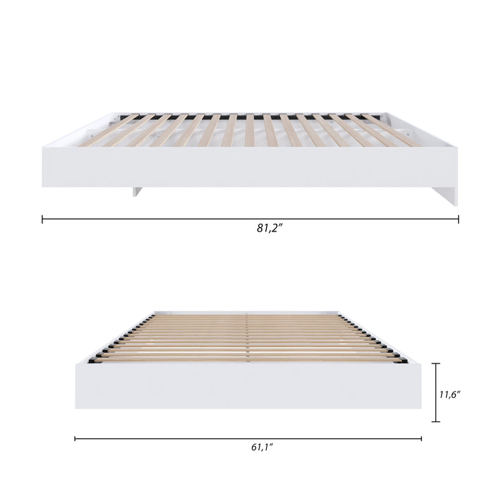 Grand lit plateforme Nordika - blanc