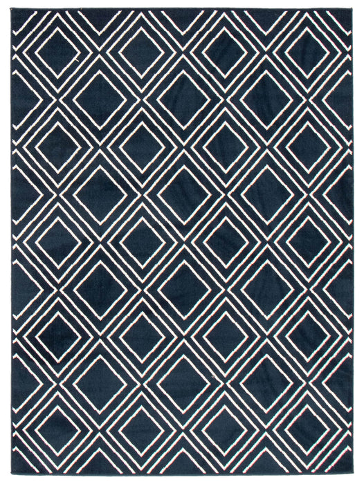 Carpette August bleu marine géodeblanc 7 pi 10 po x 10 pi 2 po