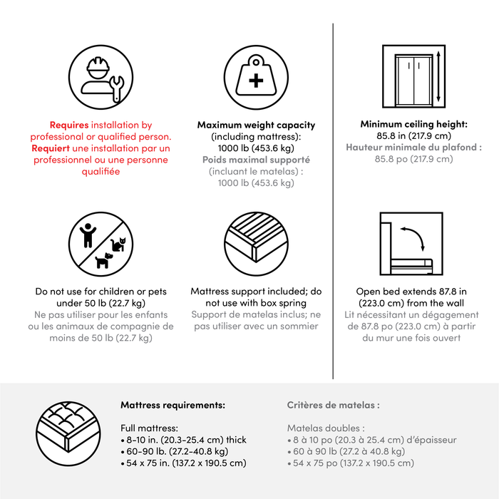 Lit double escamotable Avalon de Bestar de 61 po (L)
